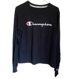 Y2K Sportswear Casual Classic Iconic Champion Black Long Sleeve T-shirt Size L